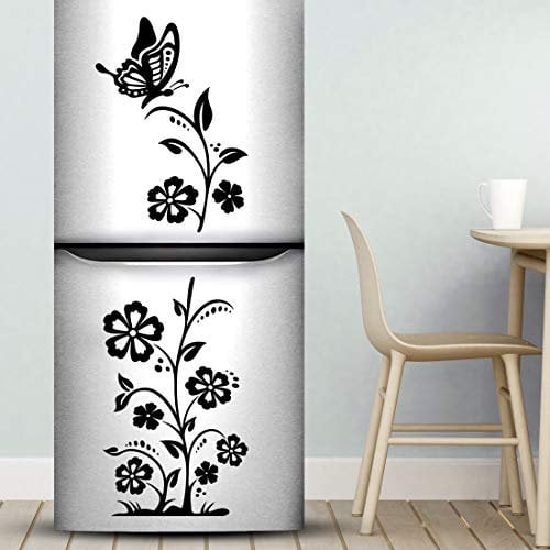 Adesivo da parete con farfalle e fiori per frigorifero, decorazioni floreali, decorazioni artistiche per cucina, camera da letto, decorazione ornamentale, poster, soggiorno, decalcomania decorativa