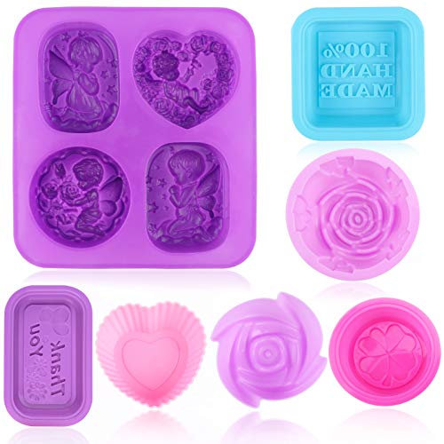 10piezas Moldes de silicona suave para hacer jabón, molde jabon Ángel reutilizable, apto para uso alimentario, moldes hornear para hacer magdalenas, Chocolate, magdalenas, reposteria, postres, velas
