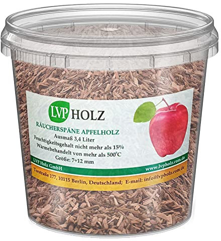 LVP Holzum Räuchern und Grillen, Räucherholz, Smoke im Eimer (Apfel, 3.4 Liter)
