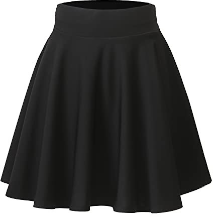 Hoerev Frauen Mädchen Ausgestellter Lässiger Mini Schule Tennis Skater Lässiger Tanzrock,Schwarz,S