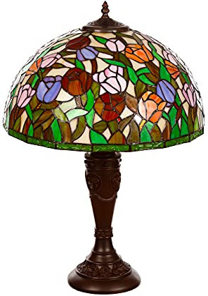 Lampe im Tiffany-Stil 16 Zoll Libelle, Schmetterling edel, Rose Dekorationslampe, Tiffany Stil, Glaslampe, Leuchte,Tischlampe, Tischleuchte (Tiff 193 Tulpe)