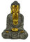 Rivanto® Sitzende Buddha Statue, Höhe 37 cm, Steinoptik Deko Figur mit Goldener Haut, für Innen und Außenbereich