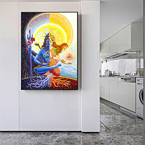 Lord Shiva Wall Posters and Prints, Hindu Gods Canvas Paintings on The Wall Indian God Pictures for Living Room Wall 30x45cm(12x18in) Frameless