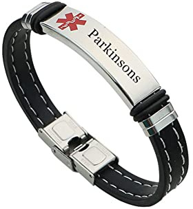 Stylisches Medizinisches Alarm Silikon Armband , Personalisiertes Krankheit Allergien Bewusstsein Armreif für Notfall, Medizinische Identifikation, Sicherheits Armbänder für Männer Frauen, 8,26 Zoll