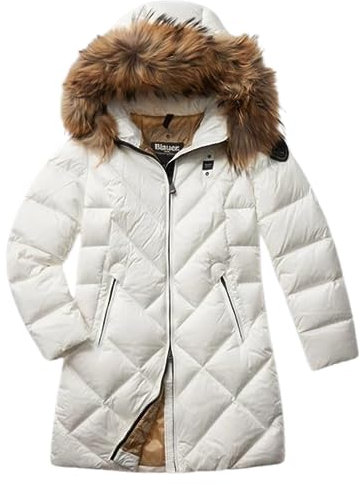 Blauer Impermeabile/Trench Lunghi Imbottito Piuma Piumino Lungo da Donna, 102TT Bianco Neve INT. Biscotto, S