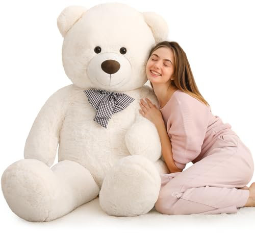 MorisMos 120cm Riesen Teddy, Teddybär Groß XXL Kuscheltier Stofftier, Ivory Großer Teddybär,Stuffed Toy Bear, Kinder, Jungen, Mädchen Freundin Mutter Frauen