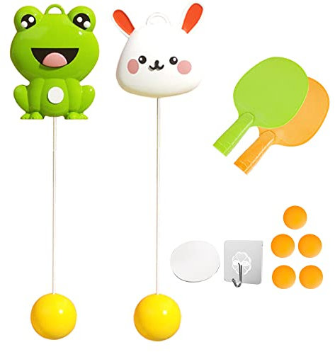 WondFans Sonatiby Tischtennis-Trainer-Set zum Aufhängen für den Innenbereich fünf Tischtennisbälle (Frosch)