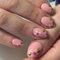 Agasar 24pcs Short Oval False Nails Pink Stick on Nails Flower Pattern Press on Nails Removable Glue-on Nails Fake Nails Women Girls Nail Art Accessories