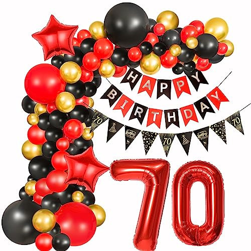 Deko 70. Geburtstag Frauen 70 Luftballon Girlande Rot Schwarz 70 Geburtstag Mann Deko Luftballon Rot 70 Geburtstag Dekoration Rot Schwarz 70 jahre Geburtstag Deko Ballon Gold 70 Party Ballon Arch
