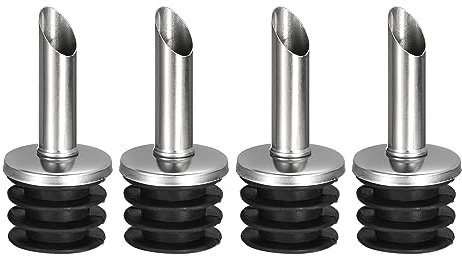 sourcing map Stainless Steel Bottle Pourers, 4Pcs Olive Oil Spout, Wine Pourers Liquor Pour Spouts for Pours Liquid, Olive Oil, Wine, Vinegar, Most Liquor Bottles (Black)