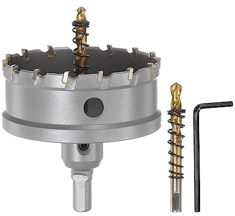QUARKZMAN Lochsäge 80 mm Hartmetallbohrer Metall Bohrer Hartmetallschneider mit 2 Zentrierbohrer & Sechskantschlüssel für Edelstahl Eisen Legierung Holz Kunststoff Kupfer Aluminum