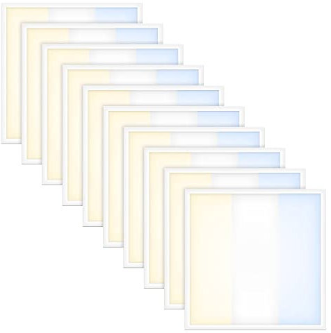10x LED Panel 62x62cm 40W 3CCT variables weiß 3000/4000/6500K 5300lm 130 Lumen/Watt flimmerfrei UGR<22 Einbau Rasterleuchte Einlegeleuchte Deckenleuchte Odenwalddecke OWA 620x620x27mm