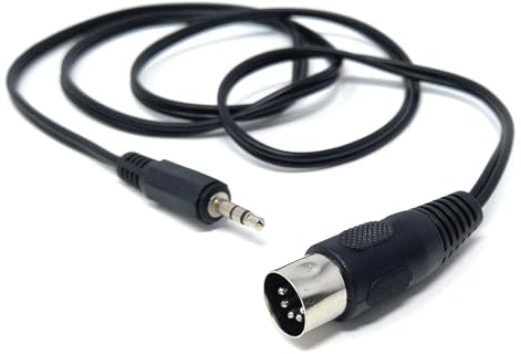 DRUT 1m 3.5mm Stereo Jack Plug to 5 Pin Midi Din Male AUX Audio Cable, Midi Pins 2, 3, 5 are Connected (3.3ft)