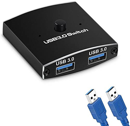 JIVIMOCO Selector de Conmutador USB 3.0 Conmutador KVM 5Gbps 2 en 1 Salida Conmutador USB USB 3.0 Compartidor Bidireccional para Impresora Teclado RatóN Compartir