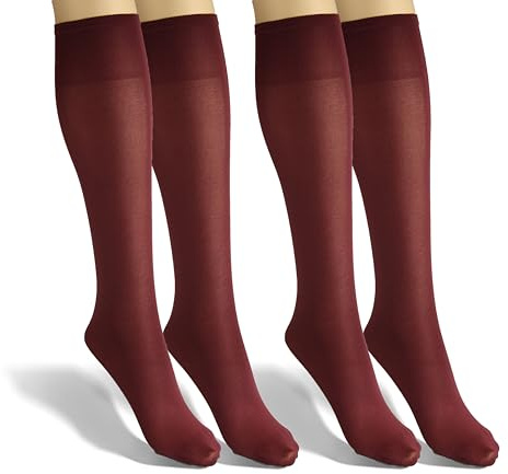 sesto senso Damen Kniestrümpfe Microfaser Blickdicht 40 Den 2 Paar Kniesocken Bunt Seidenglatt