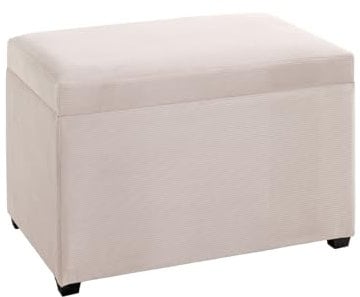 HAKU Möbel Sitztruhe Creme, MDF, Textilgewebe Cord - Maße: B 58 cm x H 42 cm x T 39 cm, Style: Modern