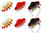 Yzpacc Juego de 6 sombreros de paja del Cinco de Mayo con diadema de tela para fiesta con flecos de bola, decoración para sombrero de fiesta, suministros de fiesta, decoración temática mexicana y
