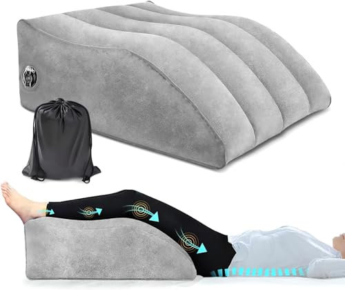 Prosixtoy Aufblasbares Kissen-Beinkissen Venenkissen Komfortkissen Keilkissen Rückenstützkissen-Beinerhöhungskissen Kniekissen als Lesekissen Pillow,Fußkissen und Beinkissen(Grau)