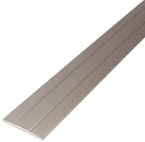 PROVISTON Übergangsprofil | 1.8 x 38 x 1000 mm | Übergangsschiene Übergangsleiste Bodenprofil Abdeckleiste Aluminium eloxiert Edelstahlfarbend Selbstklebend