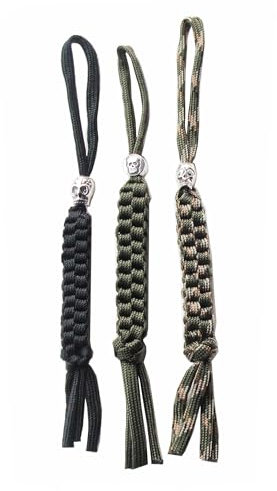 SICOLAS 3 pcs Knife Lanyards,Paracord Braided Lanyard with Beads.Replacement Line for Outdoor Camping, Emergency and Every Day Use (B)