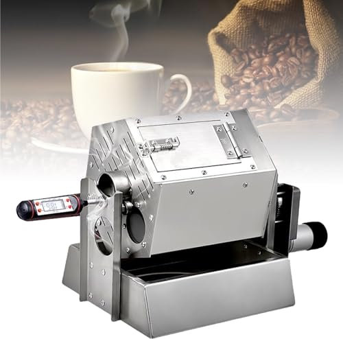 SMoonga Tostador de Granos de café Profesional, máquina tostadora de café con Tambor de 3,4 L, Panadero de Granos de café a Gas con termómetro, máquina de Acero Inoxidable para Uso doméstico