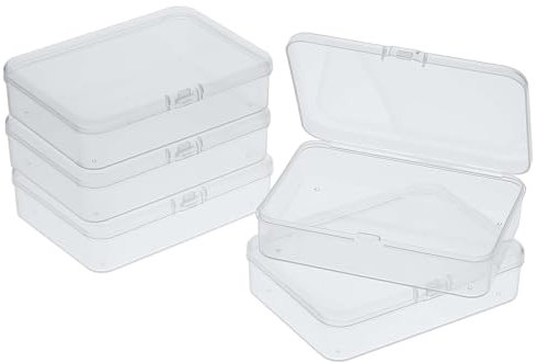 5 Pcs Mini Plastic Storage Containers Box with Lid, Small Storage Containers Travel Case 4x3x1 Inches Clear Rectangle Box Organizer for Collecting Small Items, Beads, Jewelry, Cards, Crafts