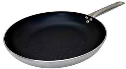 FMprofessional Sartén Plana Antiadherente 30 cm, Revestimiento Antiadherente ILAG Essential Doble Capa, Alta Conductividad Térmica, Ligera y Resistente a la Corrosión, 30x5,5 cm, 1 ud