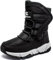 GUBARUN Schneestiefel Jungen Mädchen Winterstiefel Kinder Winter Outdoor Wasserdicht Warme Stiefel（N-All Schwarz, EU 27