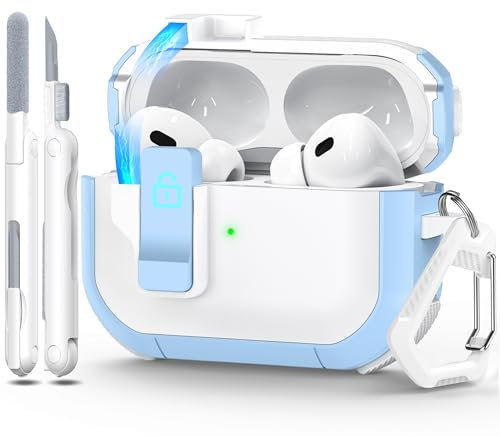 RFUNGUANGO Starship-Serie Kompatibel mit AirPods Pro 2 Hülle,automatischer Pop-up-Hülle, Ganzkörper-Hartschale Kompatibel mit AirPods Pro Hülle (2023/2022/2019),Himmelblau