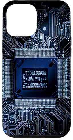 Carcasa para iPhone 14 Pro Max Placa base Microchip Circuit IT Ordenador Fondo Azul