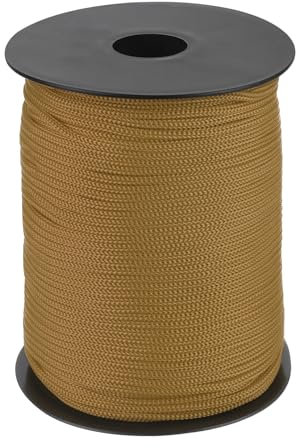 sourcing map Corda intrecciata in polipropilene da 3 mm, 100 m, corda in nylon cava, per stendibiancheria, campeggio, escursionismo, attività all'aperto, marrone