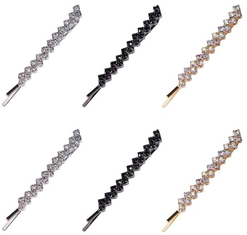 QFEHTHSK Fermagli per Capelli Decorativi in Metallo, Confezione da 6 con Strass Scintillanti, per Donna