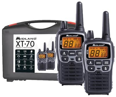Midland XT70 Adventure Kofferset 2024 - Dualband LPD/PMR446 Funkgeräte im Kofferset mit Vox-Freisprechfunktion, mit Headset, 18h Akkulaufzeit, grau, C1180.S1