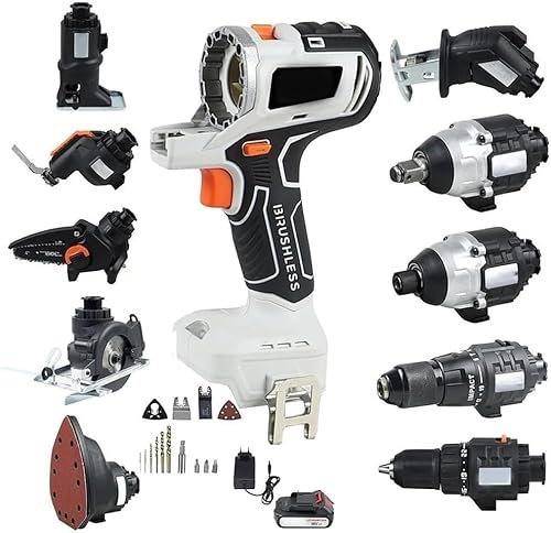 COUCHO 10 in 1 Brushless Power Tool Combo Kit, Power Drill, Cordless Woodworking Tool Set, Cordless Tool Set, 4.0Ah Batteries and One Charger, For Furniture Repair(White)
