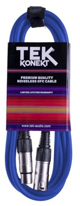 Premium XLR Cable for a Clear Audio Signal with Balanced Male to Female Microphone Lead, plus Cable Tie, for professional DJ, stage and studio (Blue, 10m)