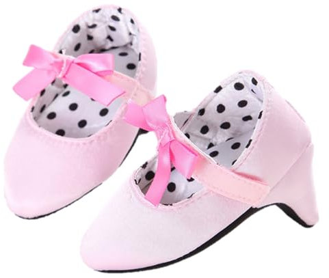 HKYFNNBW - Scarpe da principessa per neonate con tacco alto e fiocco, suola morbida, per culla, accessori fotografici, rosa, 3-6 mesi