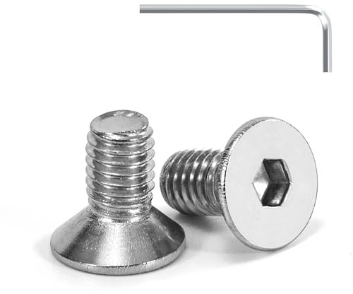 Tunejoy Tornillo Avellanado M5 x 10 mm Tornillos de Cabeza Avellanada Hexagonal de Acero Inoxidable A2 V2A Norma DIN 7991 con llave Allen Rosca Completa 20 Piezas