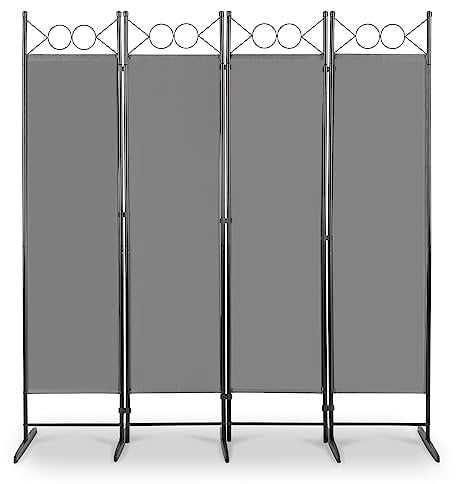 4 Panel Room Divider, 5.74FT Room Dividers Free Standing, Portable Folding Privacy Screen Wall Room Partition Separator for Living Room, Bedroom, Dining Room, Office, Restaurant, Hospital (Grey)