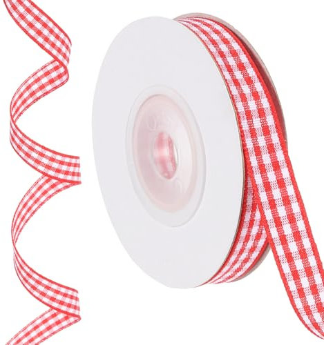 PATIKIL 10 Verges X 0.4 Ruban tissu rayé Rouge et Blanc, Rubans D'Emballage Cadeau pour Arc de Thanksgiving Craft Anniversaire Mariage