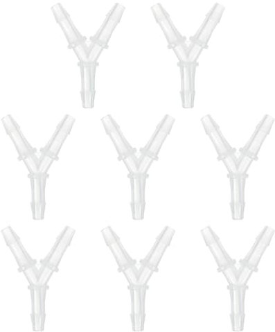 sourcing map 3/16 Hose Barb Fitting, 8 Pcs Equal Barbed Y Shaped 3 Way Plastic Splicer Joint Mender Adapter Union Fitting for Air Line Tubing Pipe Household Fuel Gas Liquid