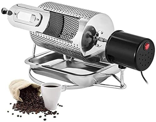 Coffee Beans Roaster, 250g Electric Stainless Steel Drum Coffee Roaster, with High Temperature Heat Resistant Glass, With Visible Window And Stainless Steel Tray, DIY Stainless Steel Rollers
