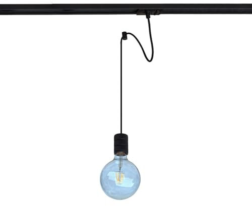 Lindby Stromschienenleuchte Linaro (Modern) in Schwarz aus Aluminium (1 flammig, E27) - 1-Phasen Stromschiene Stromschienenstrahler Wohnzimmerleuchte