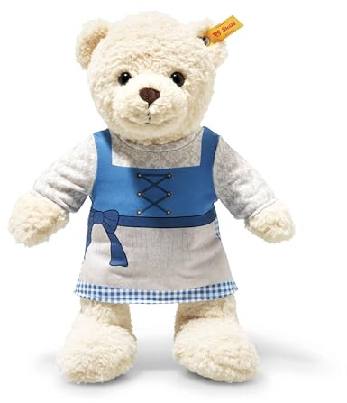 Steiff Kuscheltier Mila Teddybär im Dirndl, Süßes Stofftier mit Kunststoffaugen, Kinder, Jungen & Mädchen, Friends, Plüschtier 30 cm, Beige, 988639