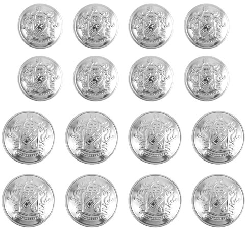 16 Stück Knöpfe Silber, Metall Anzugknöpfe, Vintage Knopf, für Strickjacke, Runde Nähknöpfe, Ösenknöpfe Hosenknöpfe für Diy Handwerk Mantel Hemd Jacke Uniform Große Und Kleine