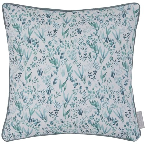 Voyage Maison Saana Feather Filled Cushion – Cotton Piped Trim Nautical Style Coastal Sea Life Print (Teal - 43x43cm)