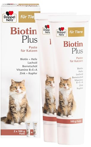 Doppelherz für Tiere Biotin Plus für Katzen | Für Katzen, die Sich in ihrer Haut und ihrem Fell wohlfühlen - Spurenelemente und Vitamine - 200 g Paste