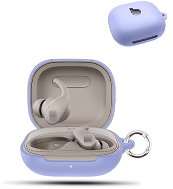 Case for Beats Powerbeats Fit Wireless Earbuds,daunke Soft Silicone Protective Cover,Case with Round buckle,Full Protection,Purple