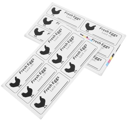 HOMSFOU 20 Blatt Eierkarton Aufkleber Selbstklebende Frische Eier Etiketten Handbeschreibbare Datumsetiketten für Bauernhof und Haushalt Lebensmittelsicherheits label für Organisiertes