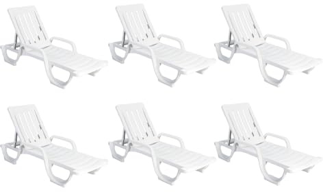 Solycarpa Pack 6 Tumbonas con Reposabrazos y 4 Posiciones | Hamaca Modelo Malibú, Reclinable y Resistente para Playa, Piscina o Jardín
