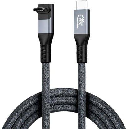 Cavo Prolunga USB C ad Angolo Retto, 1m 40Gbps 240W PD Ricarica Rapida Cavo Prolunga USB C 3.2 Video 5K/4K 60Hz Trasferimento Dati Veloce Ampiamente Compatibile con iPhone Macbook iPad Samsung